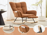 Teddy Fabric Wingback Glider Rocker & Ottoman Set, Nursery Nursing Rocking Chair with Side Storage 27827247