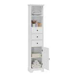 White Tall Bathroom Cabinet, Freestanding Storage Cabinet with 3 Drawers and Adjustable Shelf, MDF WF298152AAK