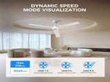 52 inch Modern Ceiling Fan with Lights,Remote Control, 3 Plywood Blades,6-Speed,Dimmable, Noiseless 98103013