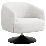 ZNTS Beige and Matte Black Upholstered Swivel Accent Chair B062P145618