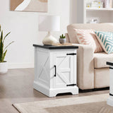 Farmhouse end table Nightstand Rectangular Farmhouse End Table with Barn Door and Adjustable Storage W2275P192793