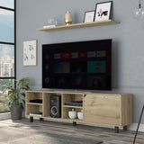Valdivia Tv Stand for TVs up 70", Four Open Shelves, Five Legs -Light Oak B07092114