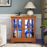 LED Curio Display Cabinet,Antique Display Cabinet with Adjustable Shelves,Retro Design Quality W2275P292660
