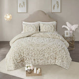 Tufted Cotton Chenille Medallion Comforter Set Taupe King/Cal King B03597176