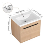 ZNTS LEVISTAR Oak 24 Inch Bathroom Vanity with resin Countertop Sink, 2 Doors Bathroom Cabinet Set W1972P165042