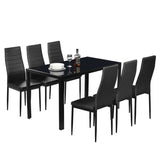 ZNTS Simple Assembled Tempered Glass & Iron Dinner Table Black 00522385