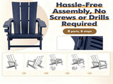 Blue Weatherproof HDPE Outdoor Adirondack Chair, 330LBS Capacity Ergonomic Patio Lounge Chair with 70718361