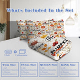Pumpkin Autumn Leaves Design Quilt Set 3 Pieces Queen Size All Seasons Bedding Quilt Bed Set with 2 96849321