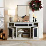 Embossed Pattern TV Stand, TV and Media Console with Open and Closed Storage Space and sliding door W1758P231682