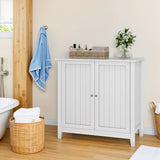 White Double Door Storage, Mid-Century Modern Freestanding Buffet, Bathroom Storage W1706P324561
