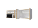 Wall-Mounted Kitchen Cabinet with Microwave Space, Open Shelves, and Double Doors Natural Oak and B128P287520
