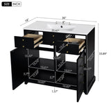 36'' Bathroom Vanity with Ceramic Sink Combo, Solid Wood Frame Bathroom Storage Cabinet, N710P195628B