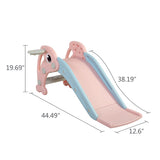 2 in 1 Slide, Toddler Freestanding Extra Long Slide with Basketball Hoop & Ball, Indoor Outdoor, W2181P152199