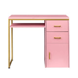 ZNTS FCH pink particle board iron pipe 97*35*78cm 2 drawers and 1 door computer desk can be used in 37906813