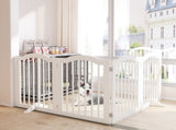 27.6" Height Tall Freestanding Pet Gate, 4 Panels Foldable Dog Gate, Solid Wood Folding Safety Fence W808P255672