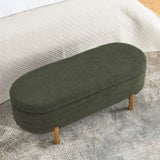 ZNTS Ottoman Oval Storage Bench,Rubber Wood Leg, Green W487P178761