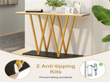40 Inch Console Table with Faux Marble Top, W-Shaped Metal Frame Entryway Table for Hallway Living 68056638