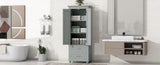Tall Storage Cabinet with Two Drawers for Bathroom/Office, Grey WF299284AAE