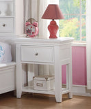 1 Drawer and Open Bottom Shelf Wooden Nightstand in White Finish B016P253591