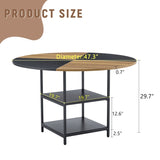 47.3-inch diameter modern splicing circular dining table - double-layer storage, wood and black W1151P268477