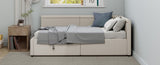 Modern Style Twin Size L Shape Corner Bed, Linen Upholstered Daybed with Two Storage Drawers,Beige N701P263819B