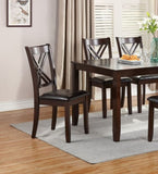 ZNTS 7pcs Dining Set Dining Table 6 Side Chairs Clean Espresso Finish Cushion Seats X Design back Chairs HS00F2554-ID-AHD