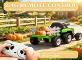 12V Green Toddler Electric Ride-On Tractor 25W Dual Drive Motors, with Hauling Trailer, Parental 57306994