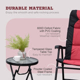 3 Piece Outdoor Patio Furniture Set with Glass Coffee Table & 2 Folding Padded Rocking Chairs, W2225142471