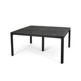 Outdoor Modern Aluminum Dining Table with Woven Accents, Antique Matte Black 65144.00BLK