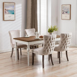 Furniture,Upholstered Wing-Back Dining Chair with Backstitching Nailhead Trim and Solid Wood 84887782