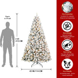Artificial 7ft Flocked Christmas Tree with 1022 PVC Branch Tips, 350L Warm white led, Round head, 47686013