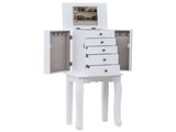 Standing Jewelry Armoire with Mirror, 5 Drawers & 8 Necklace Hooks, Jewelry Cabinet Chest with Top 57172221