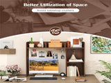 Walnut Desktop Bookshelf for 27''/68.58cm Monitor, 93.9825.4073.66cm Engineered Wood Desk Hutch 17874579