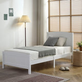 ZNTS Twin Pine Single-Layer Core Vertical Stripe Full-Board Curved Bed Head With The Same Bed Foot White 57053840