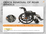 Aluminum Alloy Transport Wheelchair. 20" Seats. With front and Rear Locking Hand Brakes. 24" Quick W3121P297406