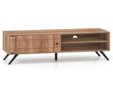 Oak Mid-Century Modern TV Stand for 55-Inch TVs, 210 lbs Capacity Entertainment Center with Storage 43790343