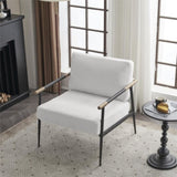 ZNTS Modern Chic Accent Chair with Metal Frame , Upholstered Chenille Living Room Chair with Removable W714P152191