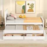 ZNTS Twin Size Platform Bed with Trundle and Drawers, White WF298815AAK