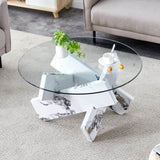 Round glass coffee table, 33.4 "modern design unique coffee table. Tempered glass countertop with GL-W1151P180316