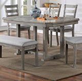 Dining Table Gray Color Diamond Wood Grain Pattern 1pc Table Wire-brushed Finish B011P246577