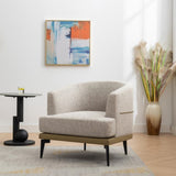 Modern Two-tone Barrel Fabric Chair, Upholstered Round Armchair for Living Room Bedroom Reading 15576064