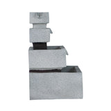 13.6x15.7x22.4" Decorative 4 Tier Gray and Black Block Fountain with Light, for Indoor and Outdoor W2078138948