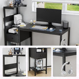 ZNTS Computer Desk with Power Outlet & Storage Shelves, Study Writing Table with USB Ports Charging W578P191952