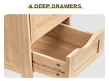 4-Drawer Density Board Triamine Veneer Bathroom Cabinet 11.82*11.82*32.29in Natural Wood 12549726