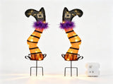2 Pack Lighted Halloween Witch Legs Yard Decor, Battery Operated 6H Timer Metal Frame Witch Legs 07410876