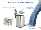 Bathroom Trash Can, 3.1 Gallon Small Stainless Steel Step Garbage Bucket Bin with Soft Close Lid, 42733836