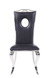 Black and Stainless Steel Side Chair with Cut-Out Back B062P215489
