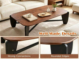 Modern Rectangular Coffee Table, Engineered Wood Center Table with Rubber Wood CrossLeg Base, 132 57989778