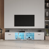 ZNTS TV cabinet with LED light, white TV cabinet W33140093