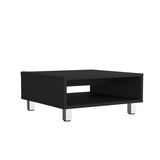 ZNTS Coffee Table 10.6" H, 1 shelf, 4 legs, Black B097P250873